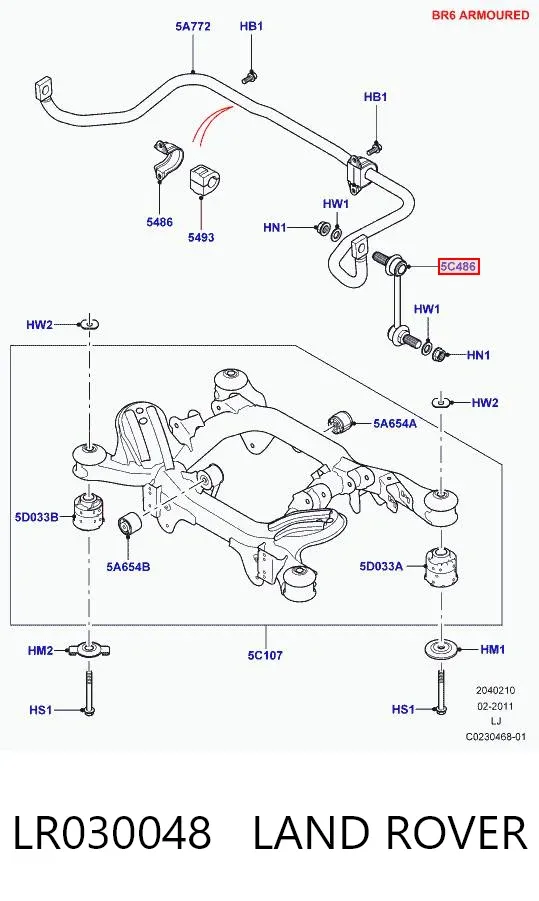 Montante de estabilizador traseiro LR030048 Land Rover
