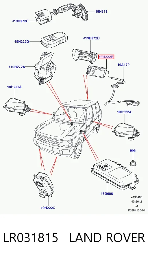 Câmara do sistema para asseguramento de visibilidade LR031815 Land Rover