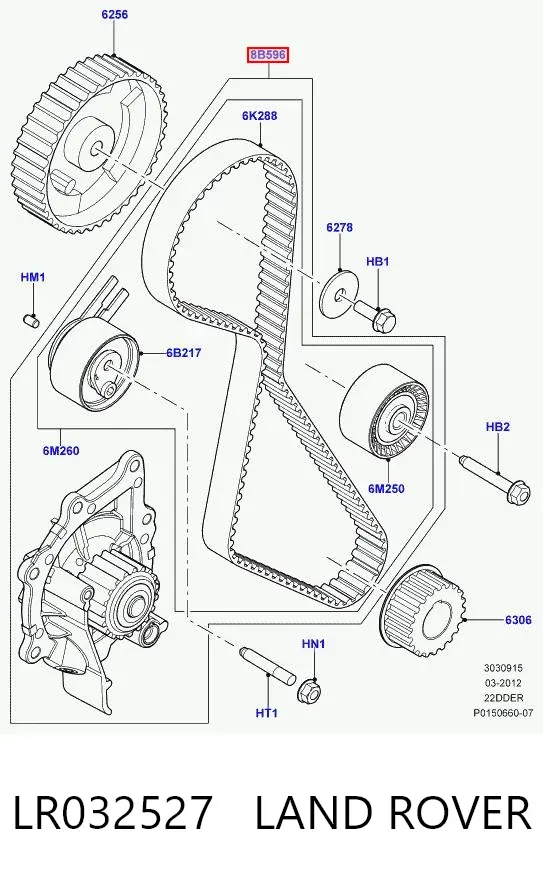 Correia do mecanismo de distribuição de gás, kit LR032527 Land Rover