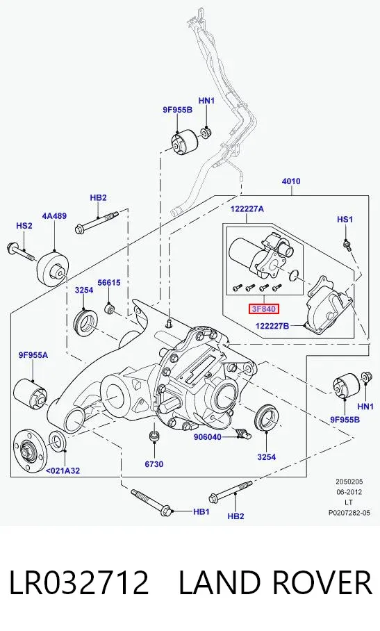 Acionamento de bloqueio de diferencial do eixo traseiro LR032712 Land Rover