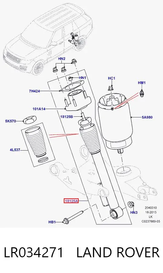 Amortecedor traseiro esquerdo LR034271 Land Rover