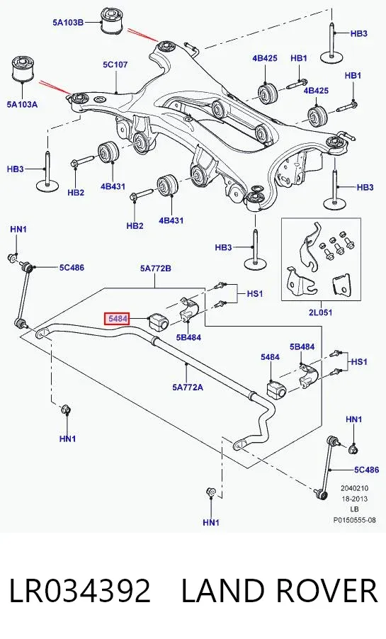 Bucha de estabilizador traseiro LR034392 Land Rover