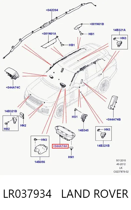 Cinto de segurança (AIRBAG) de passageiro LR037934 Land Rover
