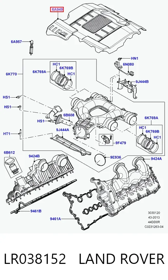 Tampa de motor decorativa LR038152 Land Rover