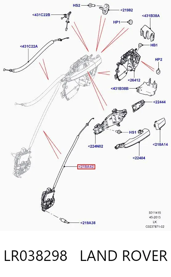 Motor acionador de abertura/fechamento da porta LR038298 Land Rover