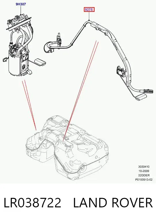 Sensor esquerdo do nível de combustível no tanque LR038722 Land Rover