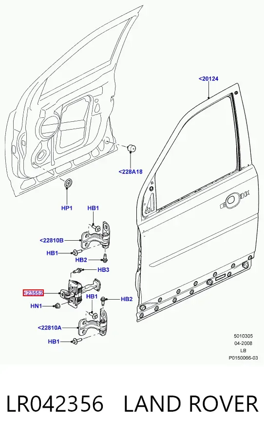 Limitador dianteiro de abertura de porta LR042356 Land Rover