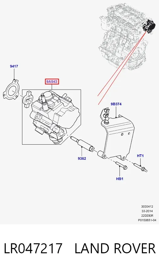 Bomba de combustível de pressão alta LR047217 Land Rover