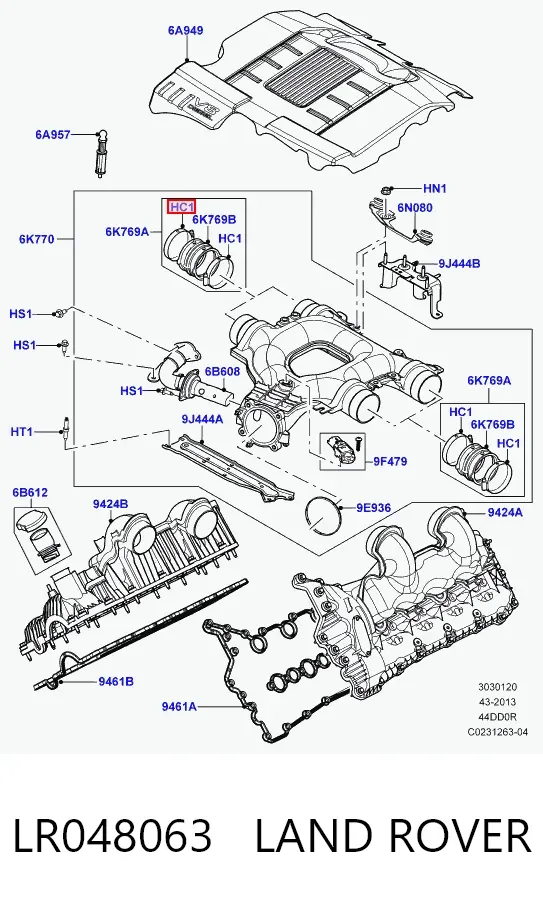 Cano derivado de ar LR048063 Land Rover