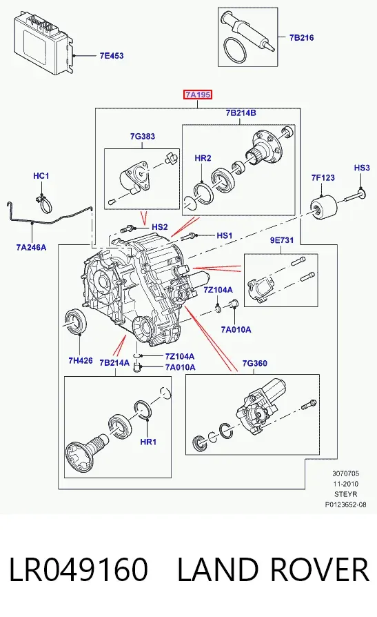 Caixa de transferência LR049160 Land Rover