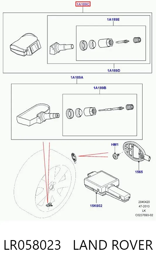 Sensor de pressão de ar nos pneus LR058023 Land Rover