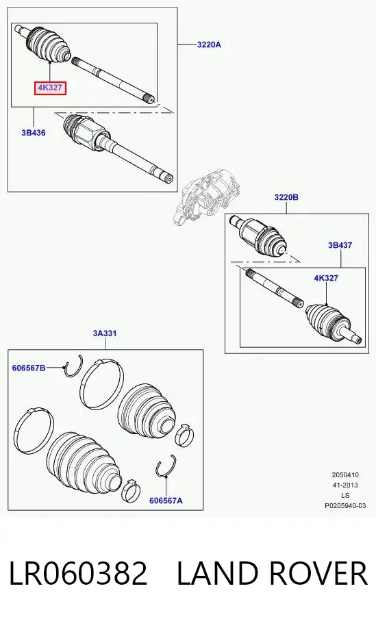 Junta homocinética externa dianteira LR060382 Land Rover