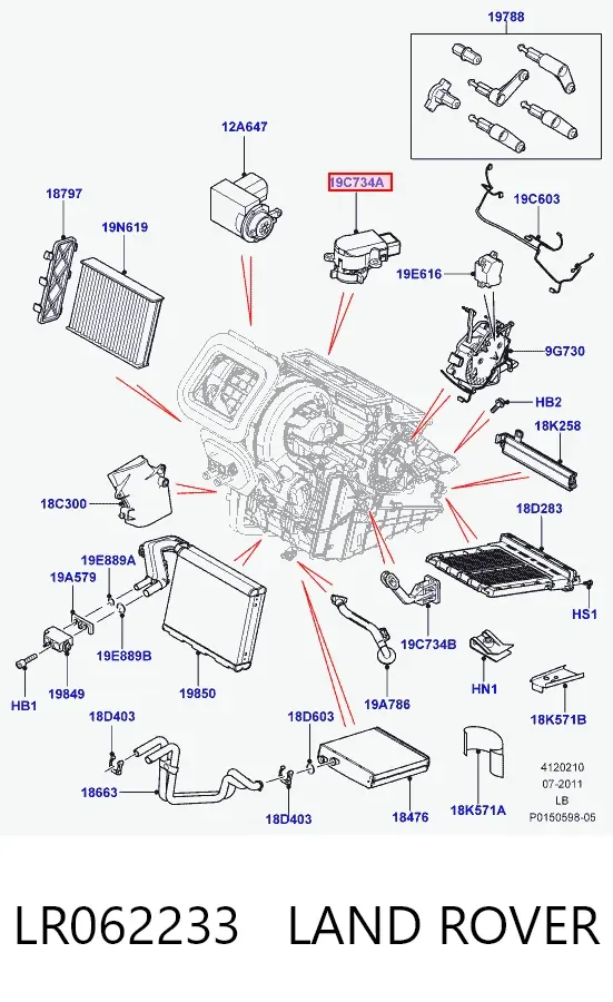 Sensor de temperatura de ar no salão LR062233 Land Rover