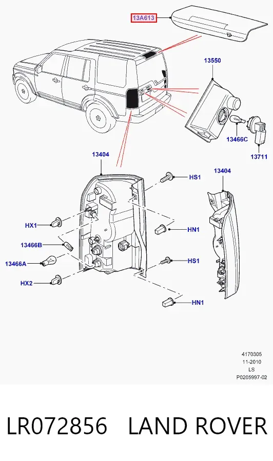 Sinal de parada traseiro adicional LR072856 Land Rover