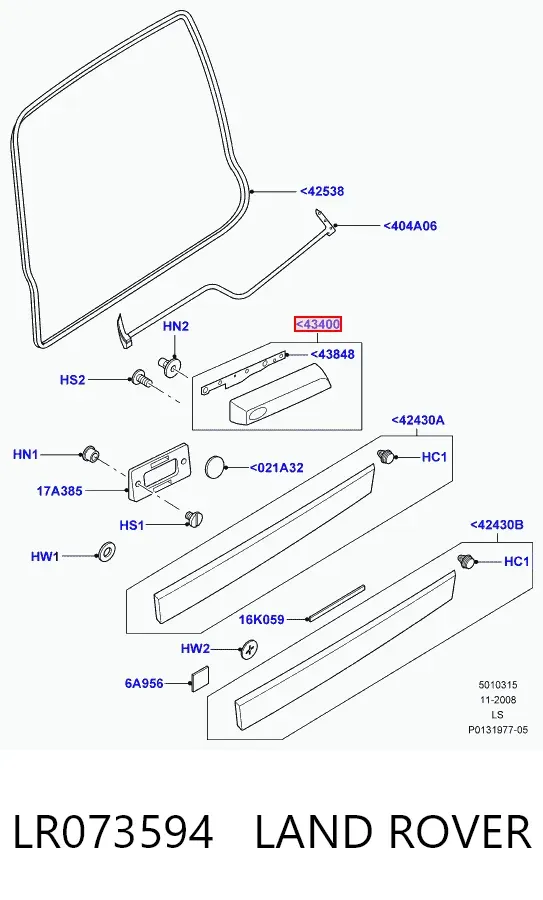 Puxador externo de tampa de porta-malas (de 3ª/5ª porta traseira) LR073594 Land Rover