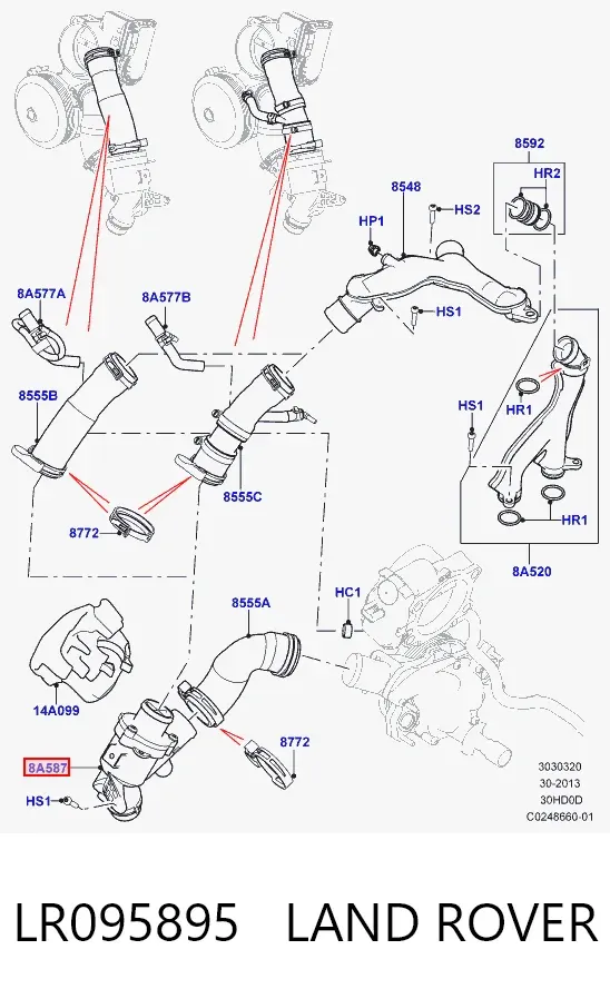 Caixa do termostato LR095895 Land Rover