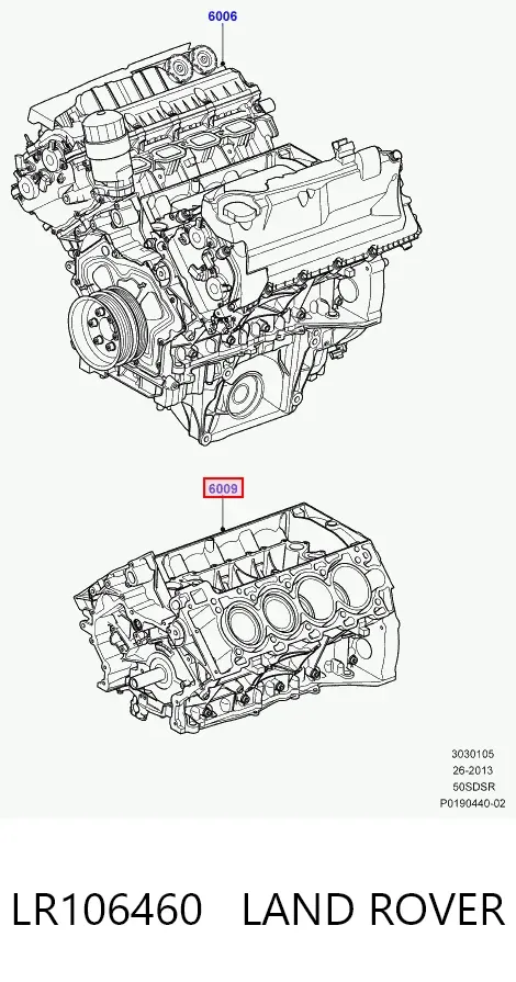 Bloco de cilindros de motor LR106460 Land Rover