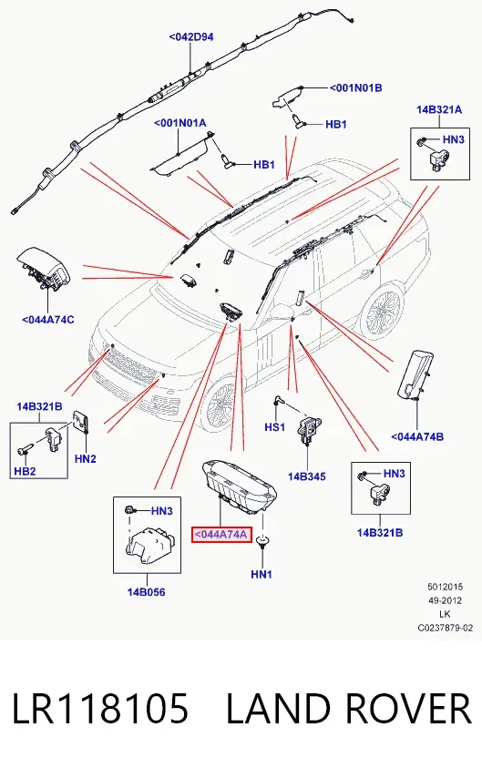 Cinto de segurança (AIRBAG) de passageiro LR118105 Land Rover
