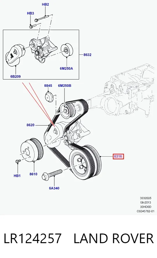 Polia de cambota LR124257 Land Rover