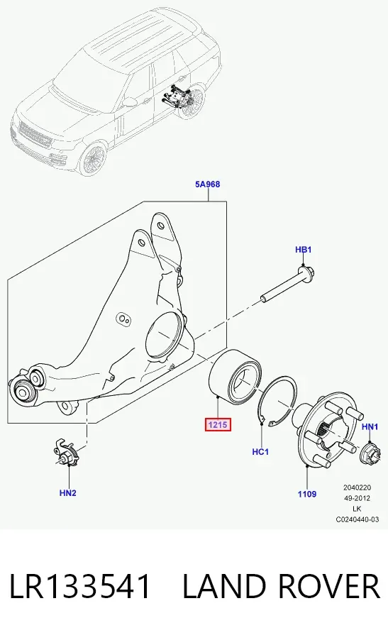 Rolamento de cubo dianteiro LR133541 Land Rover