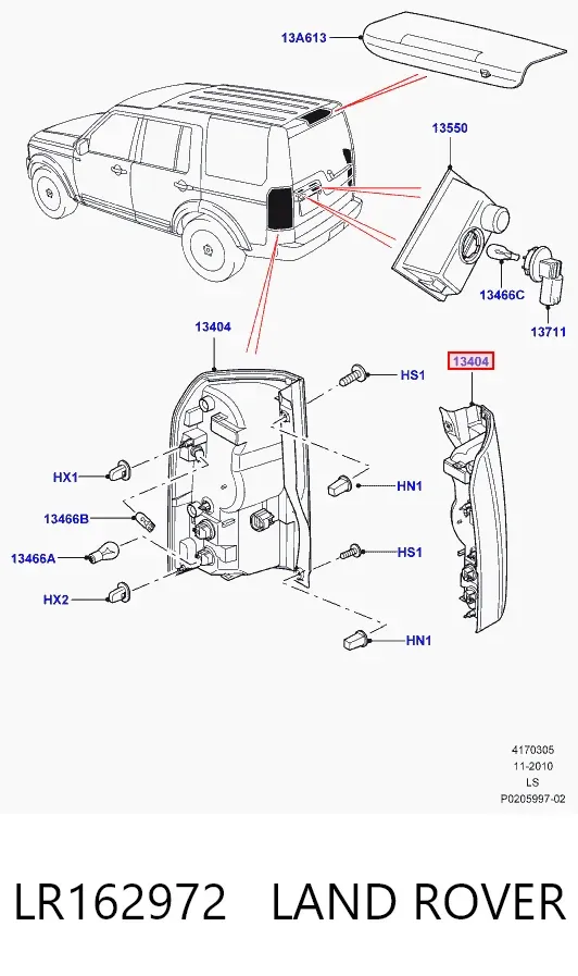 Lanterna traseira direita LR162972 Land Rover
