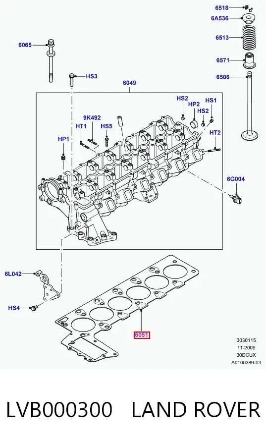 Vedante de cabeça de motor (CBC) LVB000300 Land Rover
