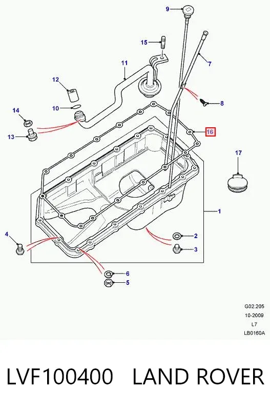 Vedante de panela de cárter do motor LVF100400 Land Rover