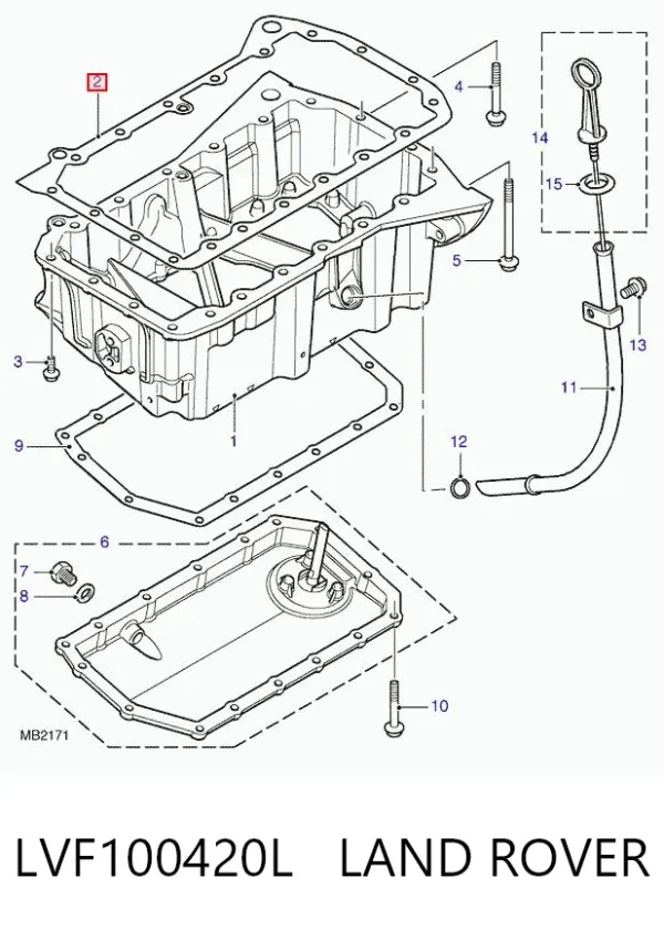 Vedante superior de panela de cárter do motor LVF100420L Land Rover