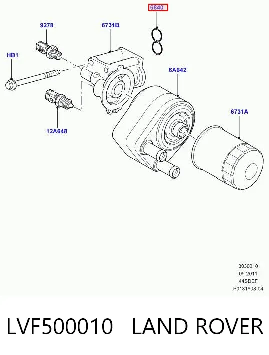 Vedante de adaptador do filtro de óleo LVF500010 Land Rover