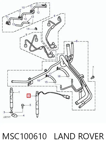 Injetor de injeção de combustível MSC100610 Land Rover
