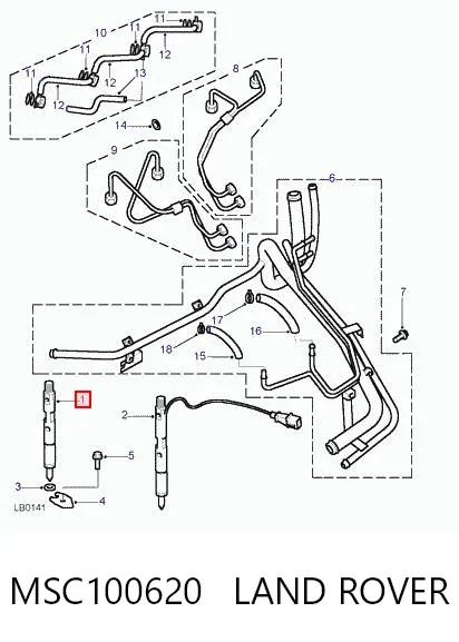 Injetor de injeção de combustível MSC100620 Land Rover