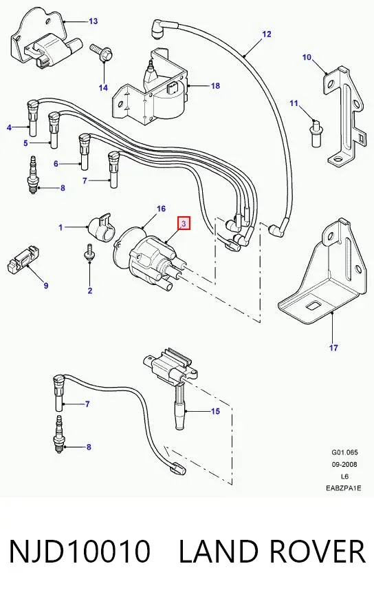 Tampa de distribuidor de ignição (distribuidor) NJD10010 Land Rover