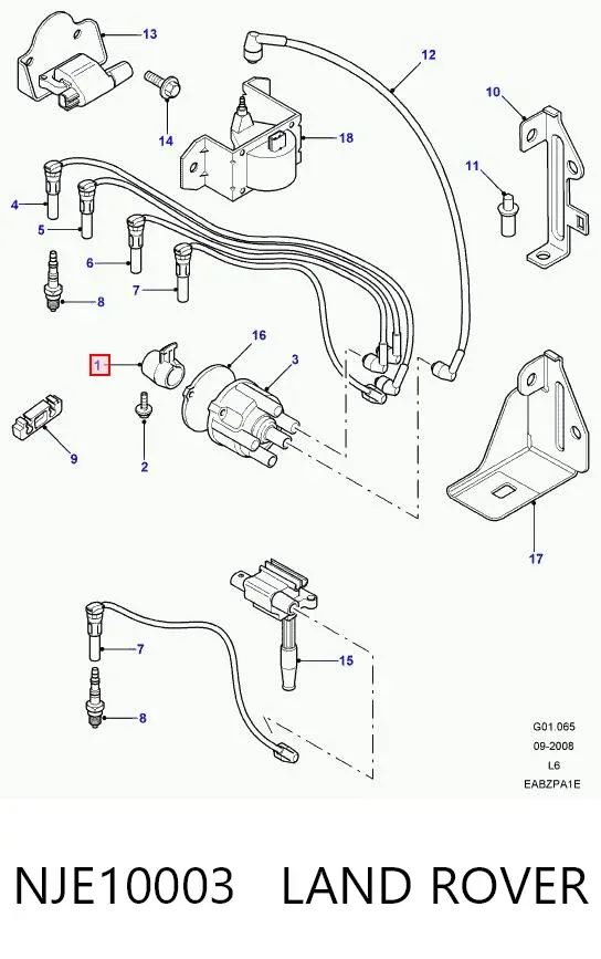 Slider (rotor) de distribuidor de ignição, distribuidor NJE10003 Land Rover