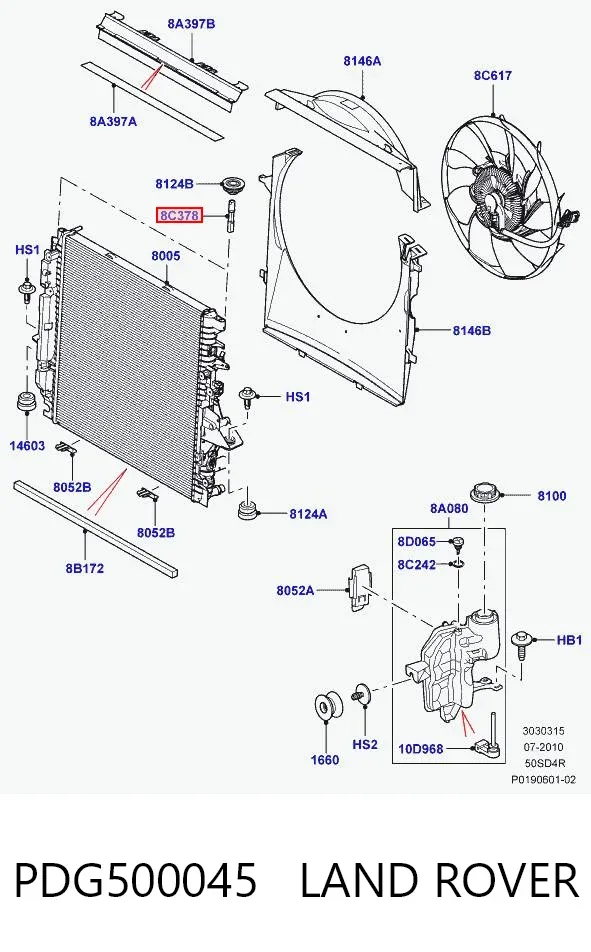 Guia de suporte traseiro PDG500045 Land Rover