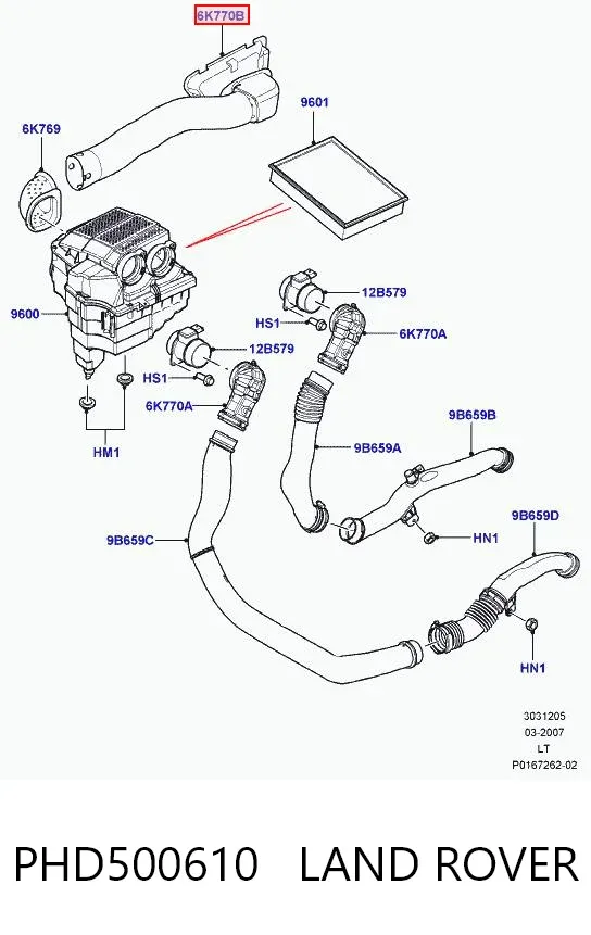 Tomada de ar de filtro de ar Land Rover Range Rover SPORT I