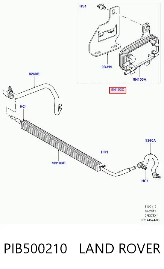 Radiador de esfriamento de combustível PIB500210 Land Rover