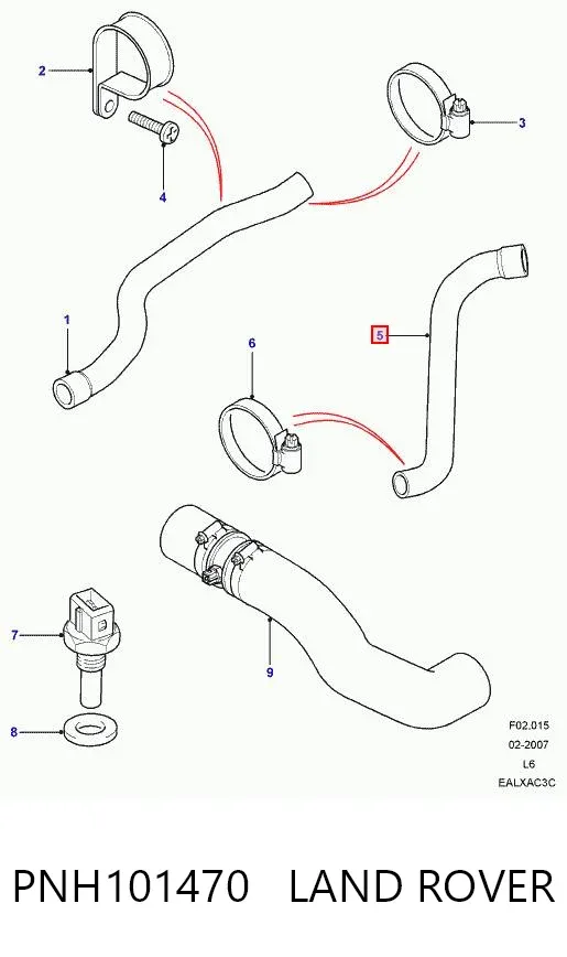Mangueira (cano derivado) de intercooler PNH101470 Land Rover