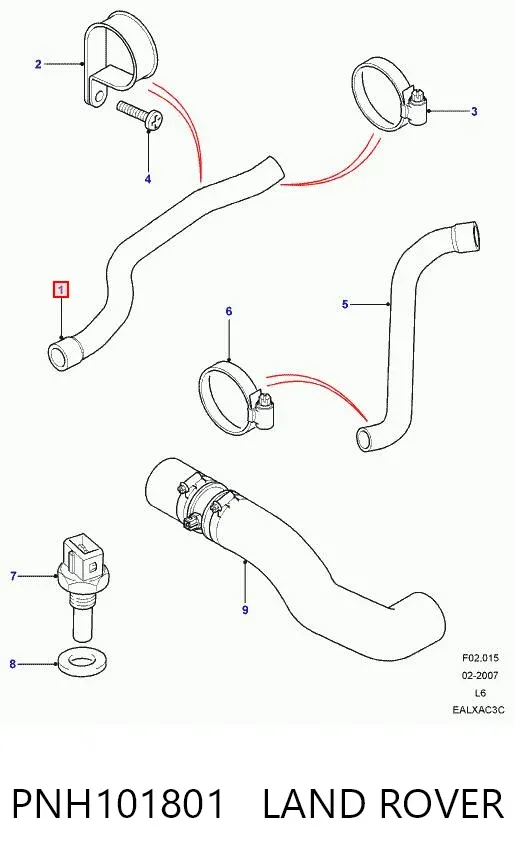Mangueira (cano derivado) de intercooler PNH101801 Land Rover