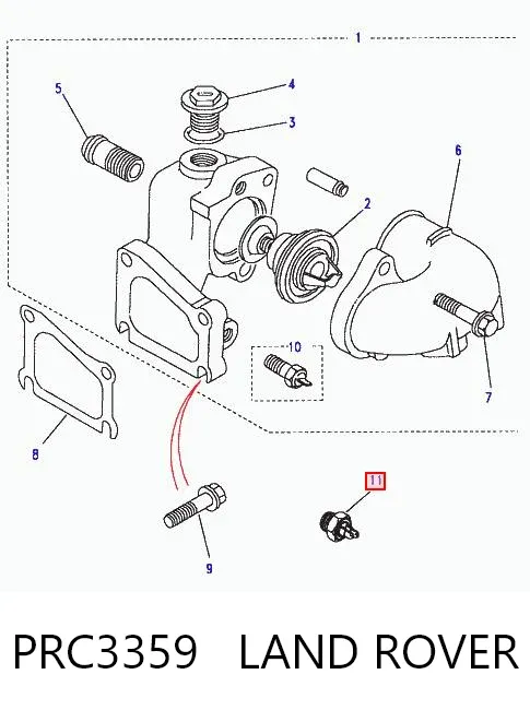 Sensor de temperatura do fluido de esfriamento (de ativação de ventilador do radiador) PRC3359 Land Rover