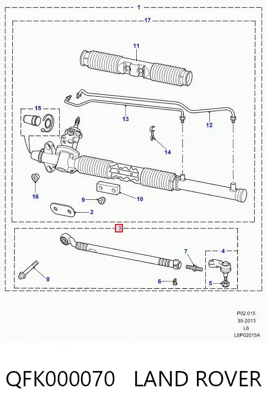 Tração de direção montada direita QFK000070 Land Rover