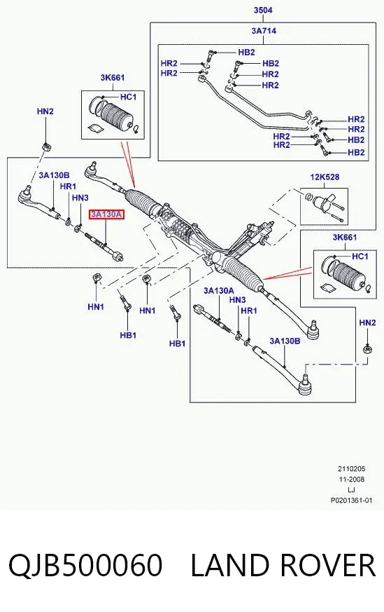 Tração de direção QJB500060 Land Rover