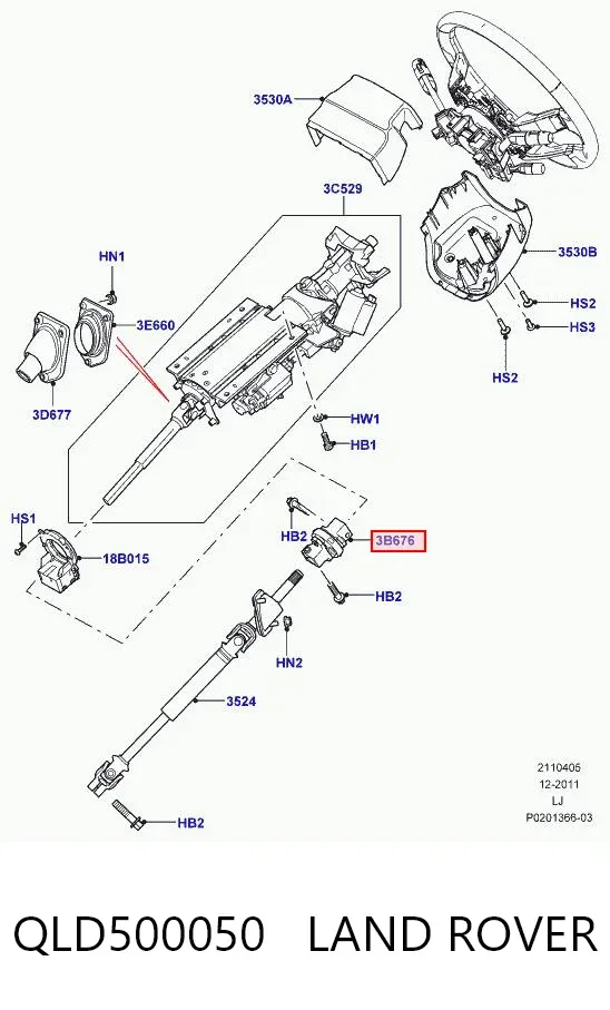 Junta universal superior da árvore da coluna de direção QLD500050 Land Rover