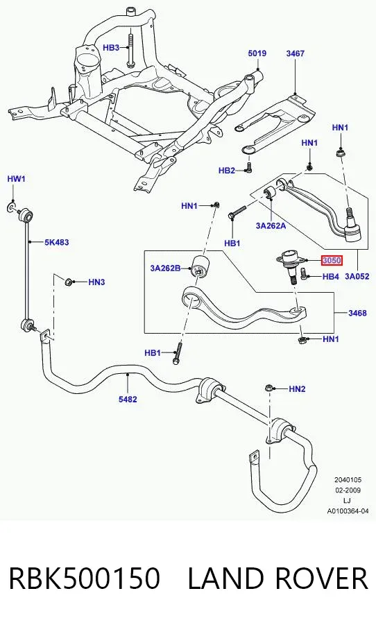 Suporte de esfera superior RBK500150 Land Rover