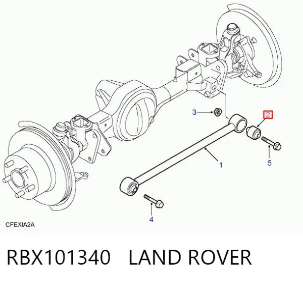 Bloco silencioso da barra Panhard (de suspensão traseira) RBX101340 Land Rover