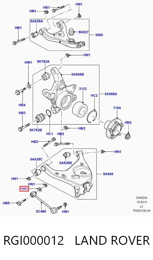 Arruela de parafuso de fixação do braço oscilante inferior traseiro interno RGI000012 Land Rover