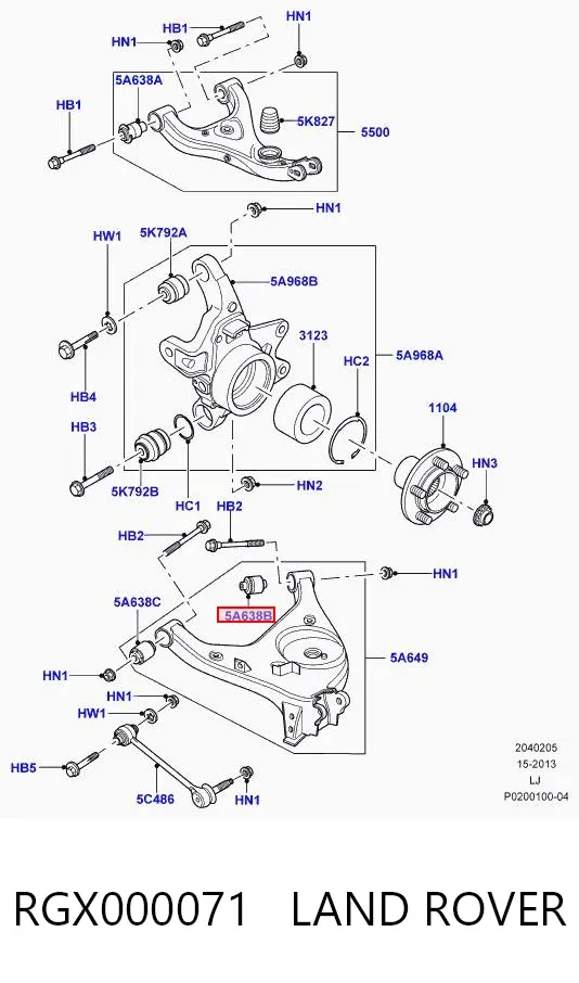Bloco silencioso do braço oscilante inferior traseiro RGX000071 Land Rover