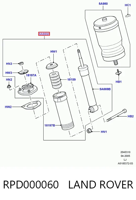 Amortecedor traseiro RPD000060 Land Rover