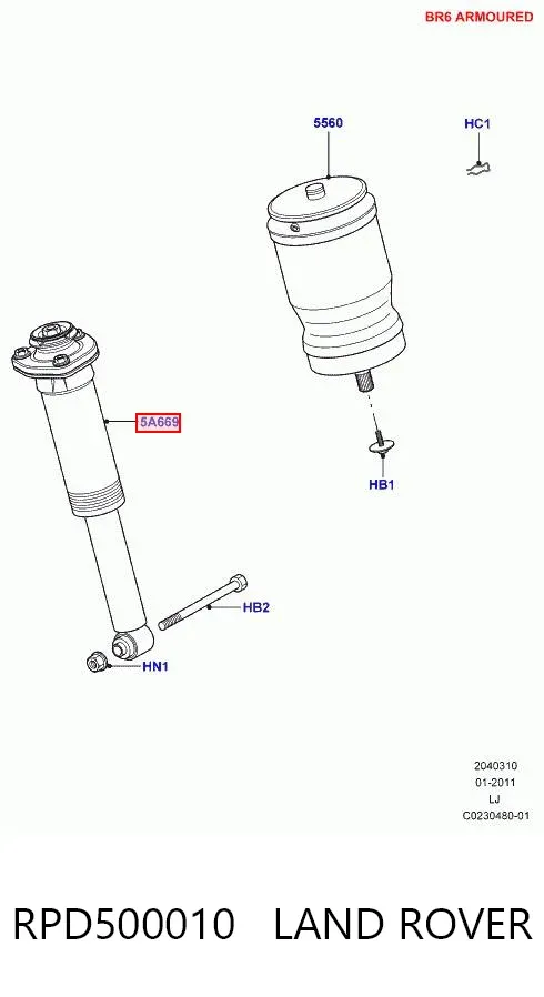 Amortecedor traseiro RPD500010 Land Rover