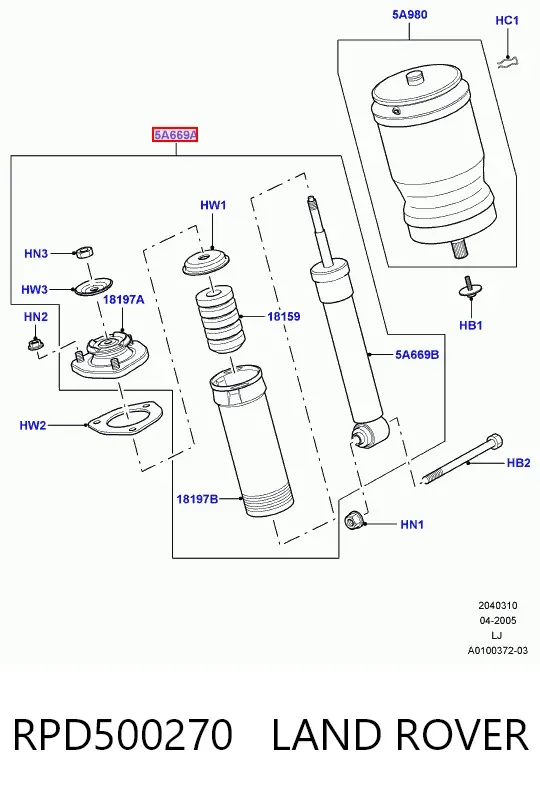Amortecedor traseiro RPD500270 Land Rover
