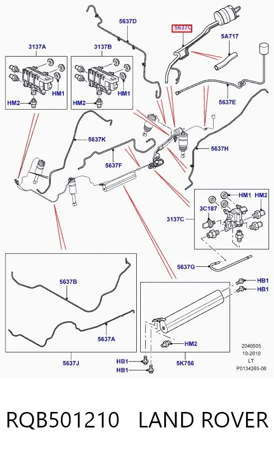 Tanque de recepção do sistema pneumático RQB501210 Land Rover